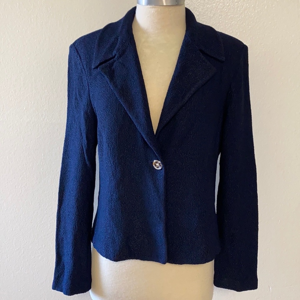 St John Vintage Knit Navy Blue Cardigan Sweater 10